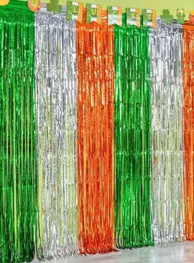 3 Pack St. Patrick's Day Foil Fringe Curta Green White Orang