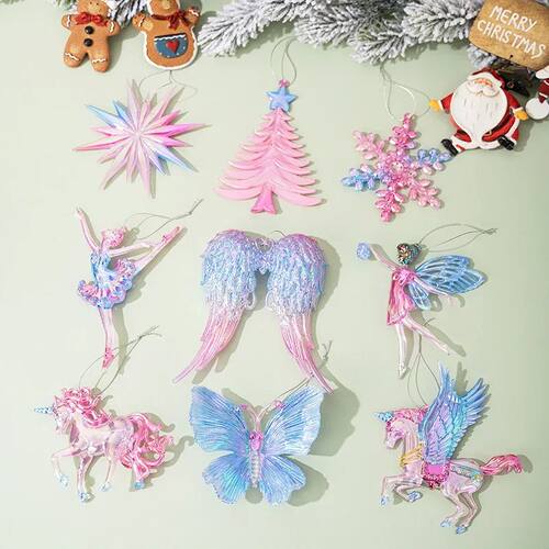 3D Christmas Tree Ornaments Crystal Iridescent Hanging Snowf