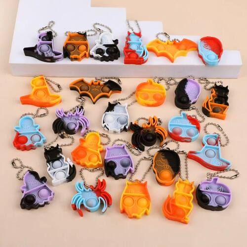 10/20Pcs Halloween Pop Keychain Ghost Pumpkin Anti Stress Fi