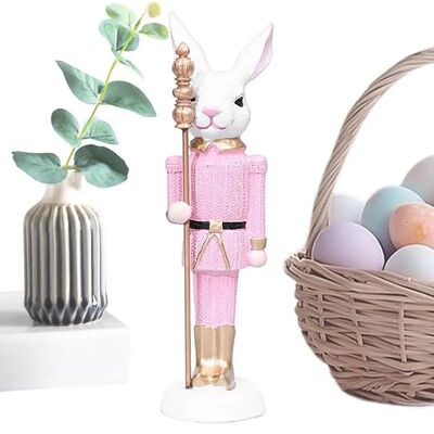 Resin Bunny Decor Easter Desk Statue Rabbit with Scepter Res
