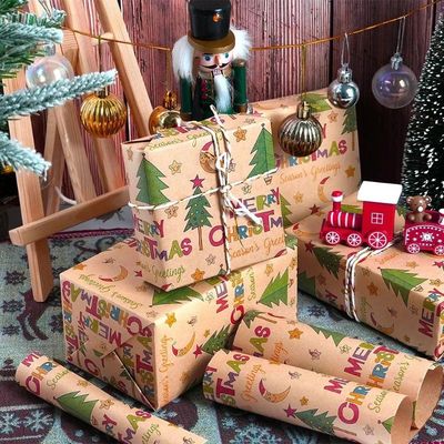1roll Gift Wrapping Paper ChristmasTree Santa ClausWrapping