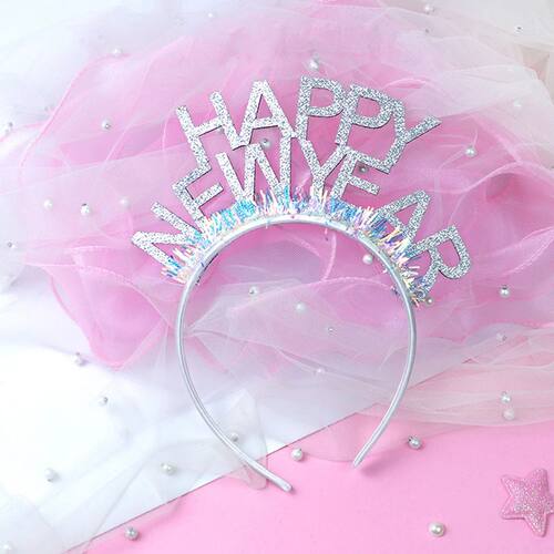 Glittery Happy New Year Birthday Party Gold and Silver Happy