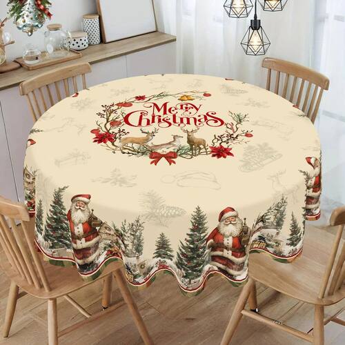 Vintage Christmas Tablecloth Merry Christmas Decoration for