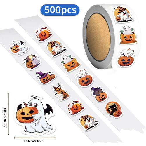 500pcs/roll Cute Halloween Ghost Sealing Stickers Kawaii Gra