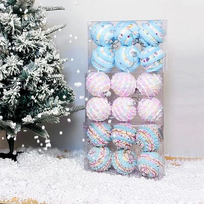 6cm Christmas Decorative Ball Ornaments Set 6 Pcs Macaron Fo