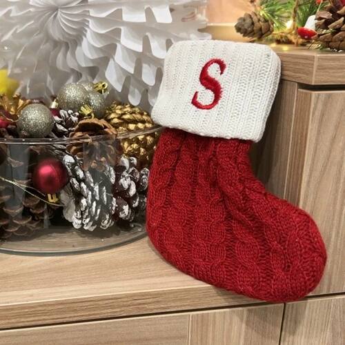 Christmas Socks Christmas Decoration Knitting Letters Snowfl