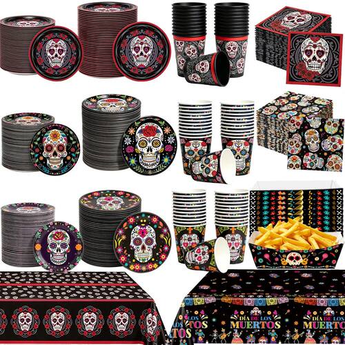 Day of the Dead Tableware Set Mexican Sugar Skull Pattern Di