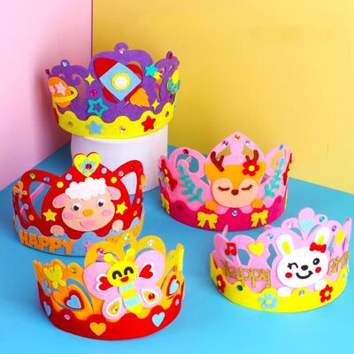 4Pcs/lot DIY Crafts Toy Crown Creative Paper Sequ Animals Pa