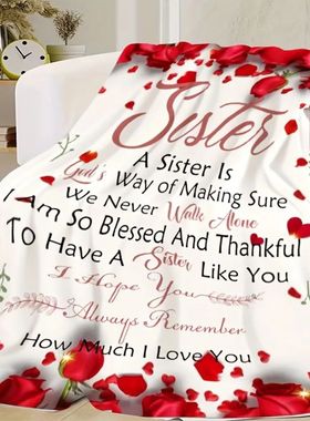 1pc White Red Blanket for Sister Gift Comfortable Fluffy Fla