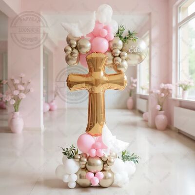 81pc/setGolden Cross Balloon Bouquet Confirmation Celebratio
