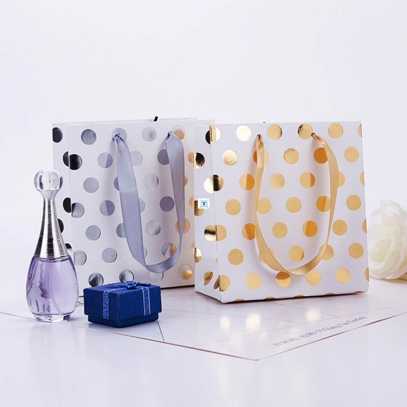 5pcssmall dots gift bag candy goodie paper bags present