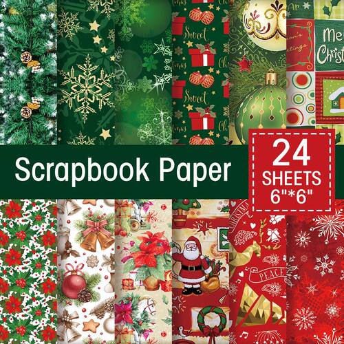24Sheets Merry Christmas Scrapbook Paper Pad for Journaling