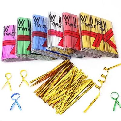100/ 800PCS New Metallic Twist Ties Wire Cellophane Bag Pack