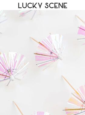 10PCs Flower Paper Umbrella Cocktail Fruit Cake Pastry Platt