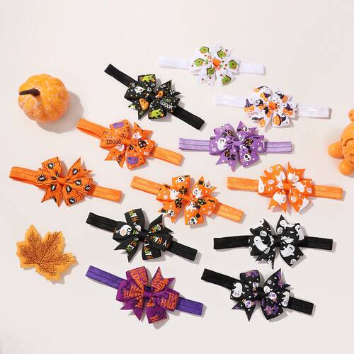 6/12Pcs Halloween Bow Headband for Baby Girl Pumpkin Bat Pri