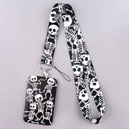 Halloween Skull Credential Holder Lanyard for Key ID Card Gy