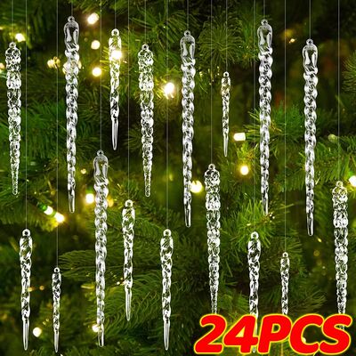 24/2PCS Crystal Clear Christmas Ornaments Acrylic Snowflake