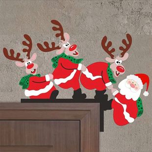 Elk Wooden Santa Angel Frame Decoration Door Claus Christmas