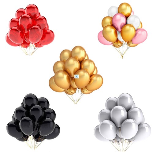 50pcs Gold White Black Pink Latex Balloons Birthday Party