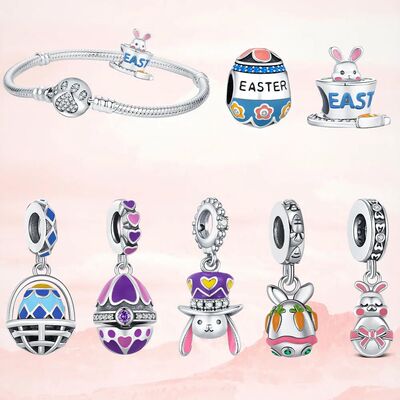 S925 Sterling Silver Easter Rabbit Bead Fit Bracelet Diy Fas