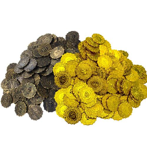 10/30/60pcs Retro Gold Bronze Pirate Coin Plastic Halloween