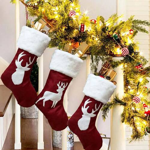 Christmas Stockings Socks Gifts Candy Bag Elk Xmas Tree Deer