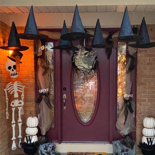3/5pcs Halloween Black Witch Hat Yard outdoor garden Hanging