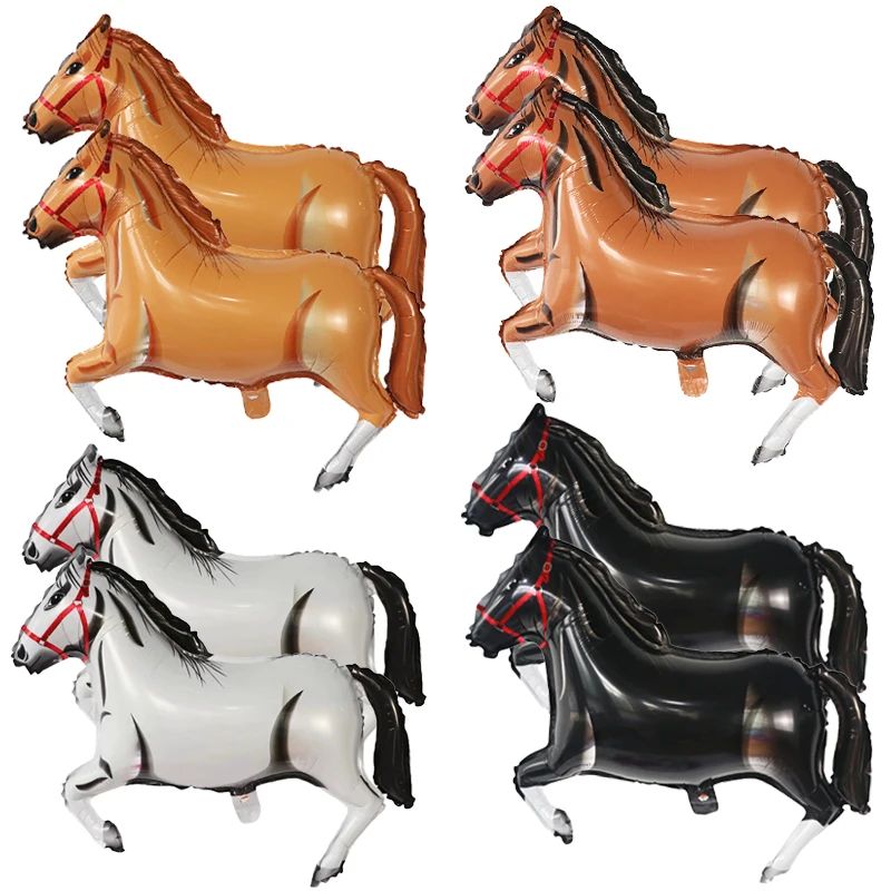 4pcs Animal Horse-Shaped Foil Balloons Birthday Theme Party