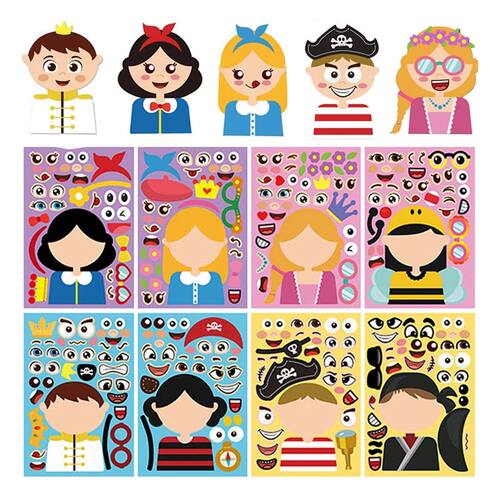 4 Pcs Kids DIY Stikcers Make Your Own Pincess Halloween Part