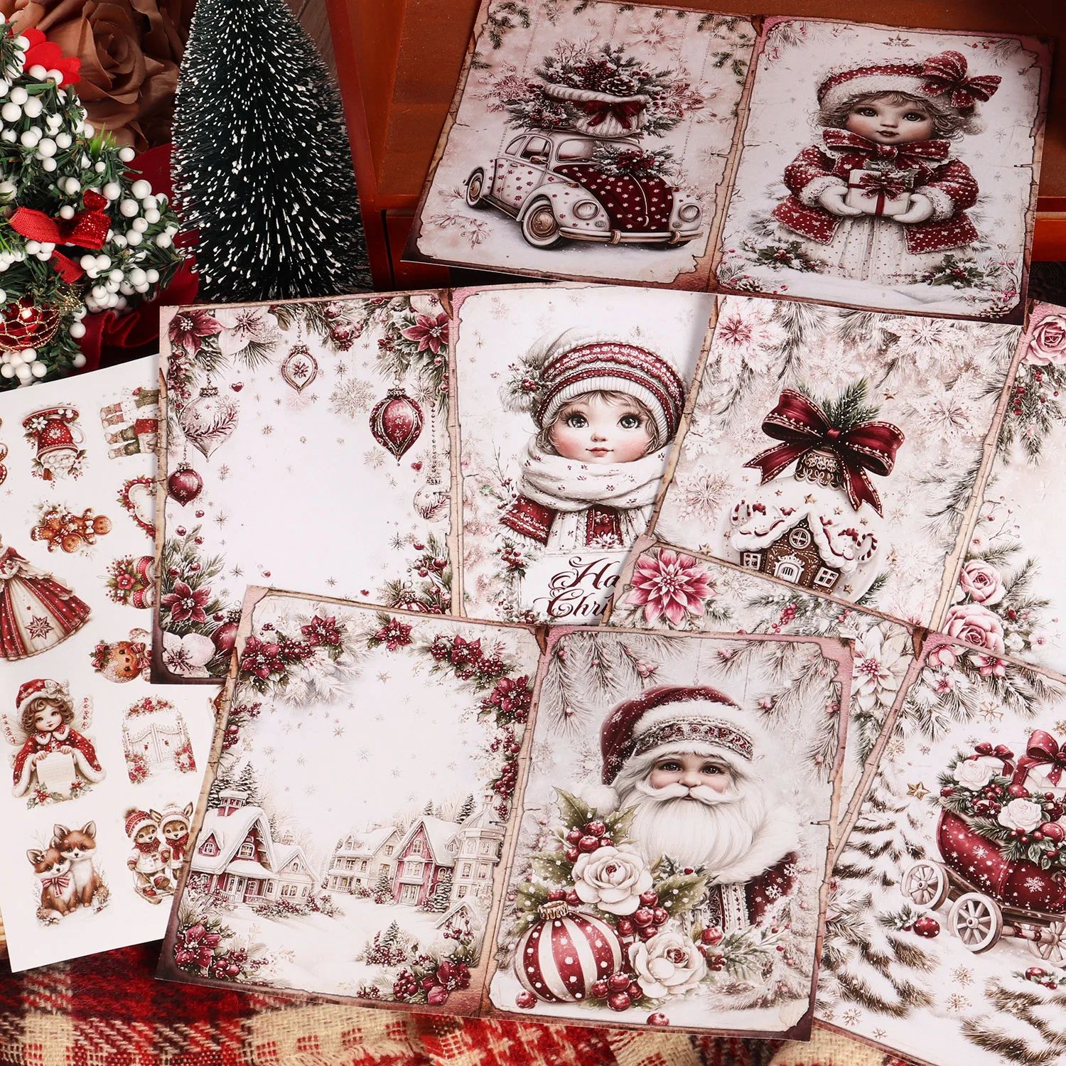 56pieces(12 A5 papers and 44stickers)Christmas Classic DIY D