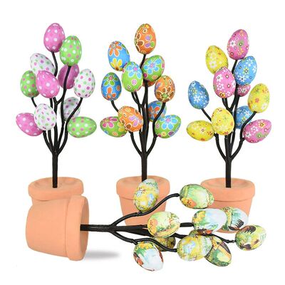 Easter Egg Tree Flowerpot Colorful Painting Foam Egg Creativ
