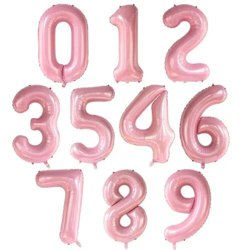 40Inch Pink Number Foil Balloon 1 2 3 4 5 6 7 8 9 years Digi