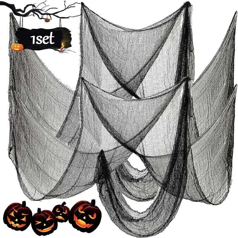 1PC Halloween Gauze Stretch Cobweb Black White for Haunted H