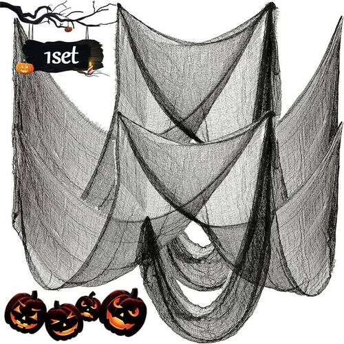 1PC Halloween Gauze Stretch Cobweb Black White for Haunted H