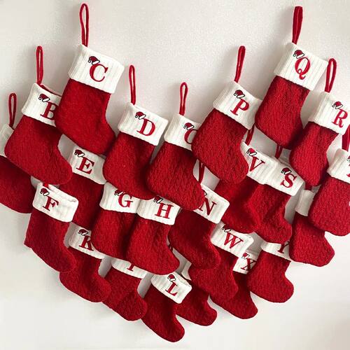 Red Hat Letter Christmas Socks Navidad Natal Xmas Tree Stock