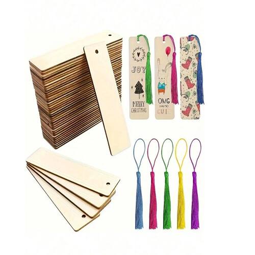 20pcs Wooden Blank Bookmarks DIY Wooden Craft Bookmarks Wood