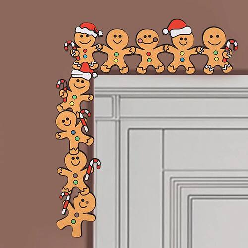 Cute Gingerbread Man Christmas Door Corner Decoration Wooden