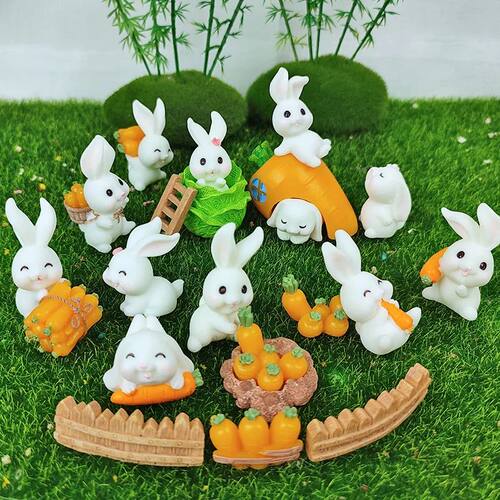 Christmas Easter Cute Rabbit Figurine DIY Landscape Home Kaw