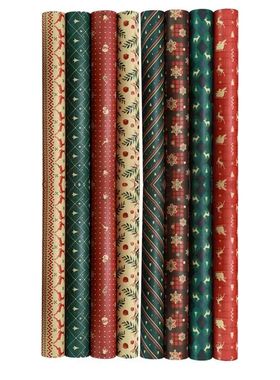 8 Pcs Christmas Wrapping Paper Packing Vellum DIY Gift Wrapp