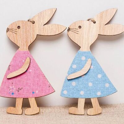 1PCS Easter Rabbit Wooden Decoration DIY Wood Hanging Crafts