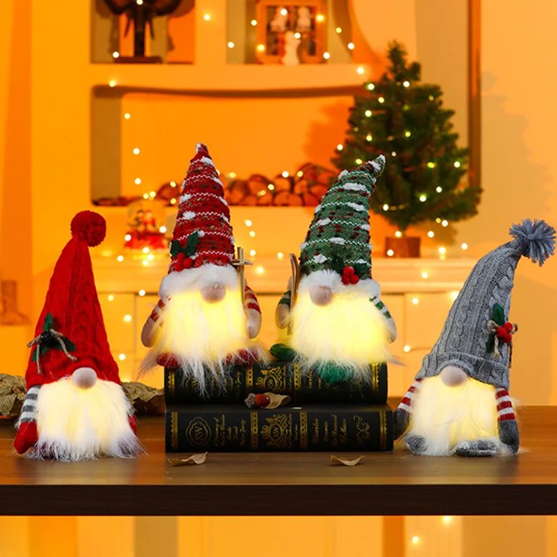 1~2pcs Gnome Christmas Decorations 30cm Light Up Christmas G
