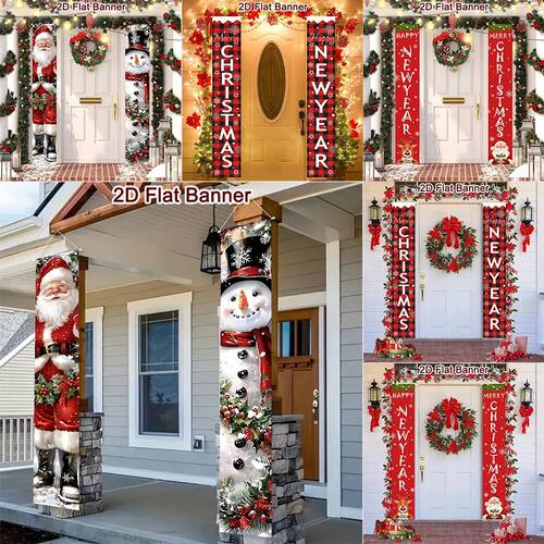 Christmas Santa Claus Snowman Door Couplet Merry Christmas D