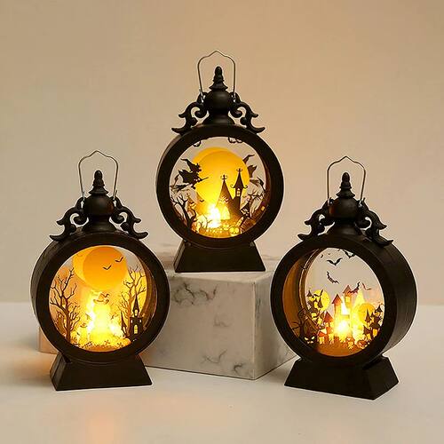 Halloween Witch Pumpkin Lantern Portable LED Vintage Castle