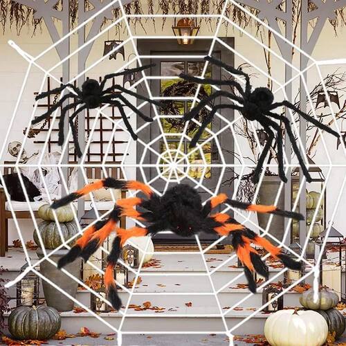 150/200cm Black Scary Giant Spider Huge Spider Web Halloween