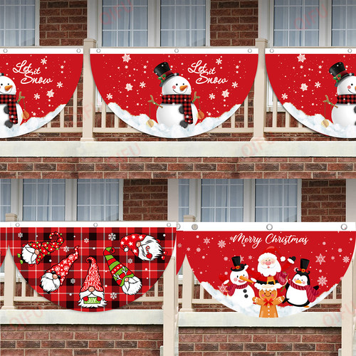Christmas Outdoor Fan-shaped Flag Banner Christmas Decor