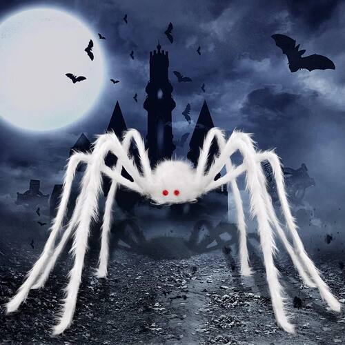 125cm Huge Halloween Spider Scary White Black Realistic Spid