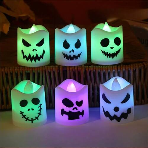 6pcs Halloween LED Ghost Pumpkin Candle Light Halloween Part