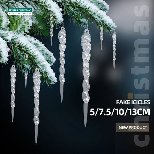 12/24pcs Christmas Simulation Ice Xmas Tree Hanging Ornament