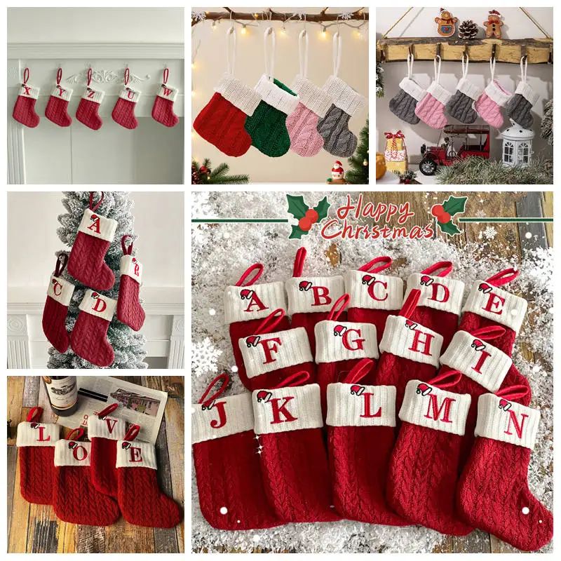 Christmas Stocking Christmas Knitting Socks with Snowflake A