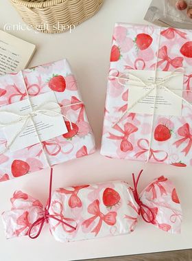 10/20pcs Cute strawberry bow tissue paper Holiday gift wrapp